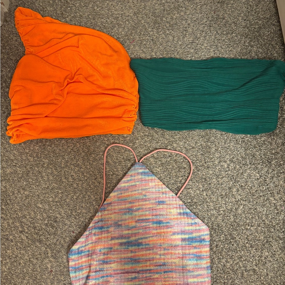 SHEIN Orange, Green, and Multicolor Tops